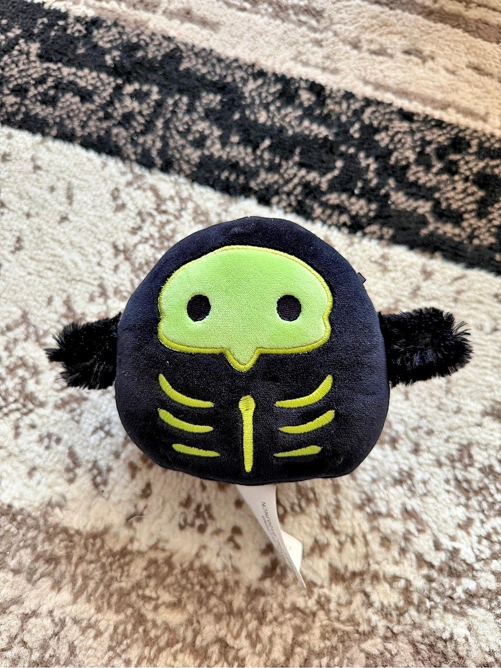 Neon green halloween skeleton Squishmallows Aldron the Plague Doctor Black & Gre